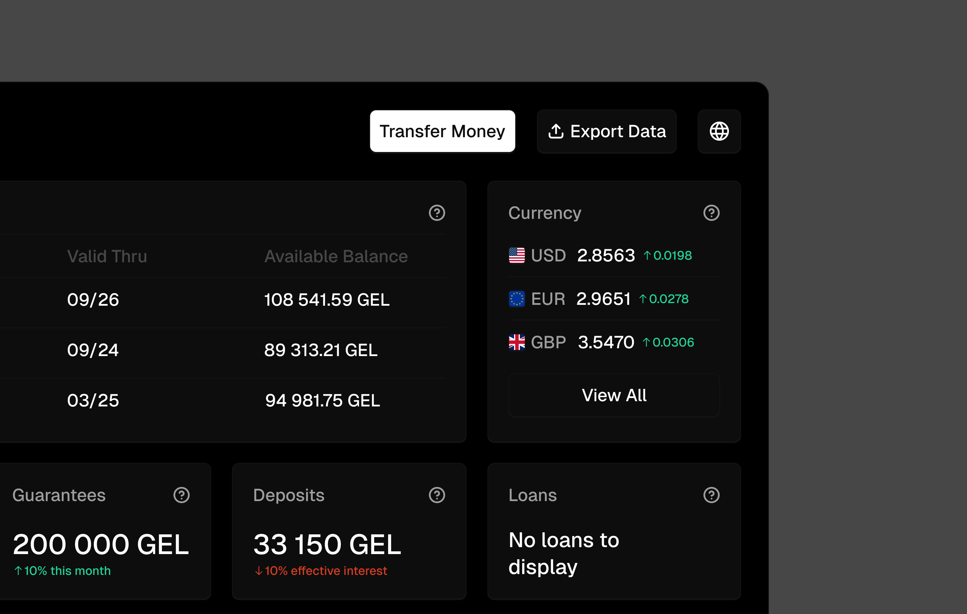 A screen of Bata Terelueli's business banking project