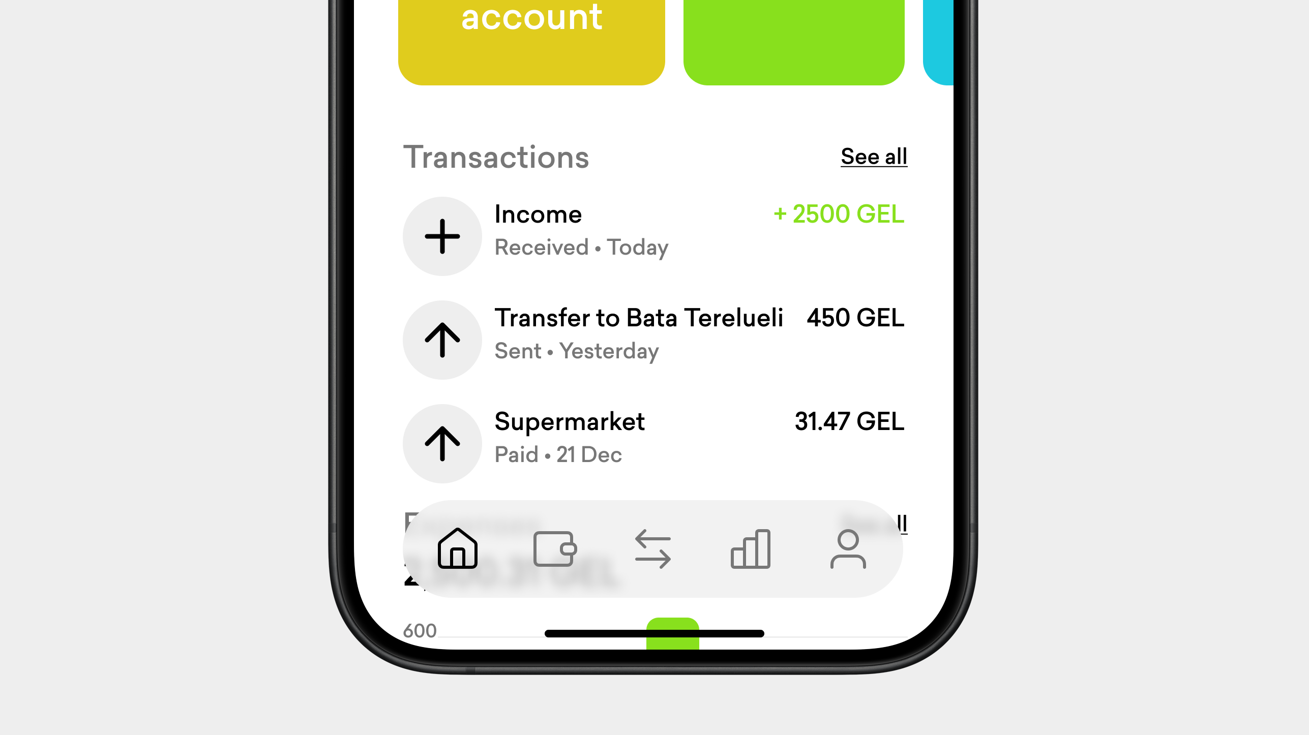 A screen of Bata Terelueli's mobile banking project