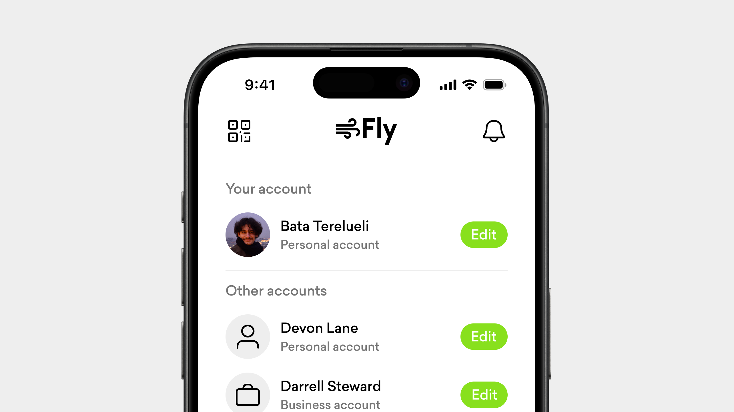 A screen of Bata Terelueli's mobile banking project