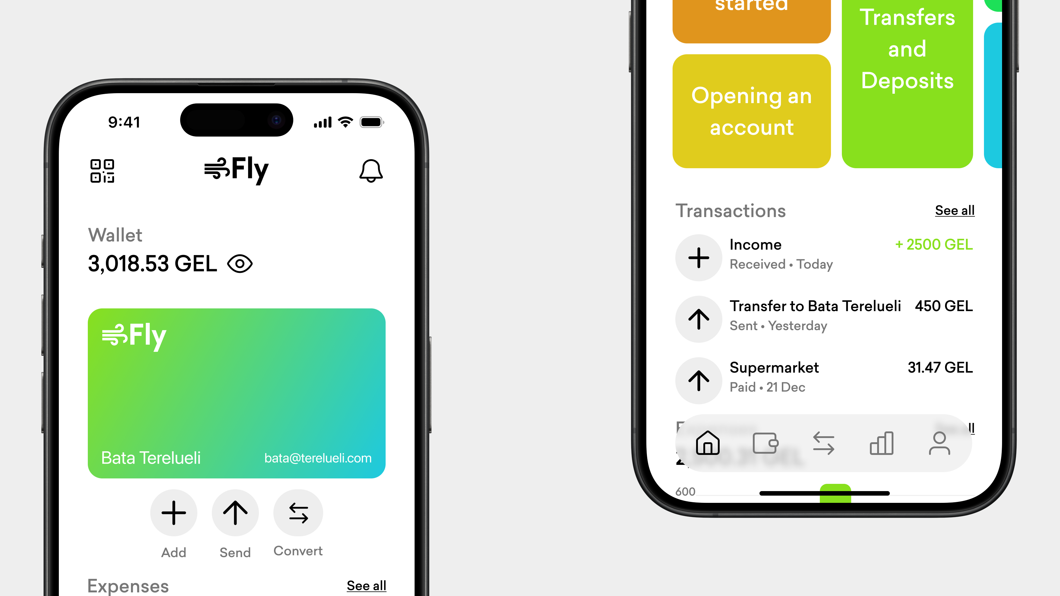 A screen of Bata Terelueli's mobile banking project