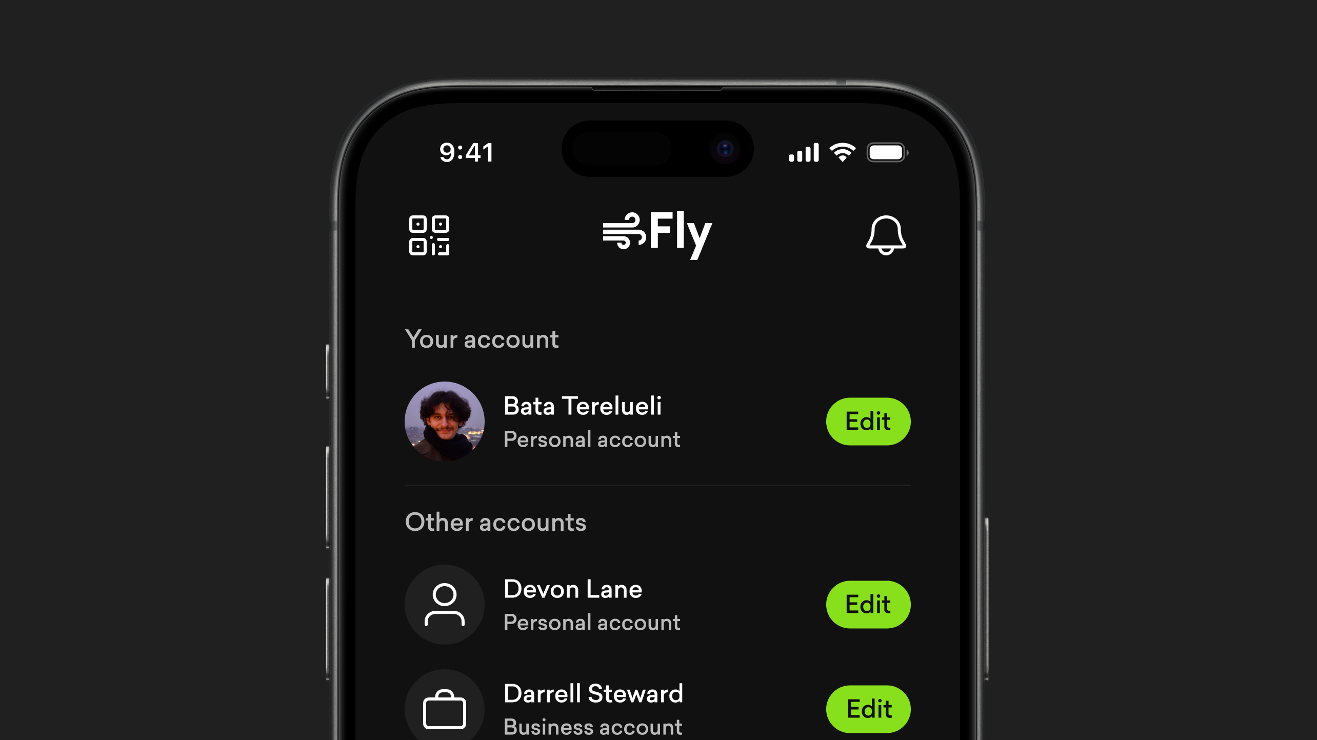 A screen of Bata Terelueli's mobile banking project