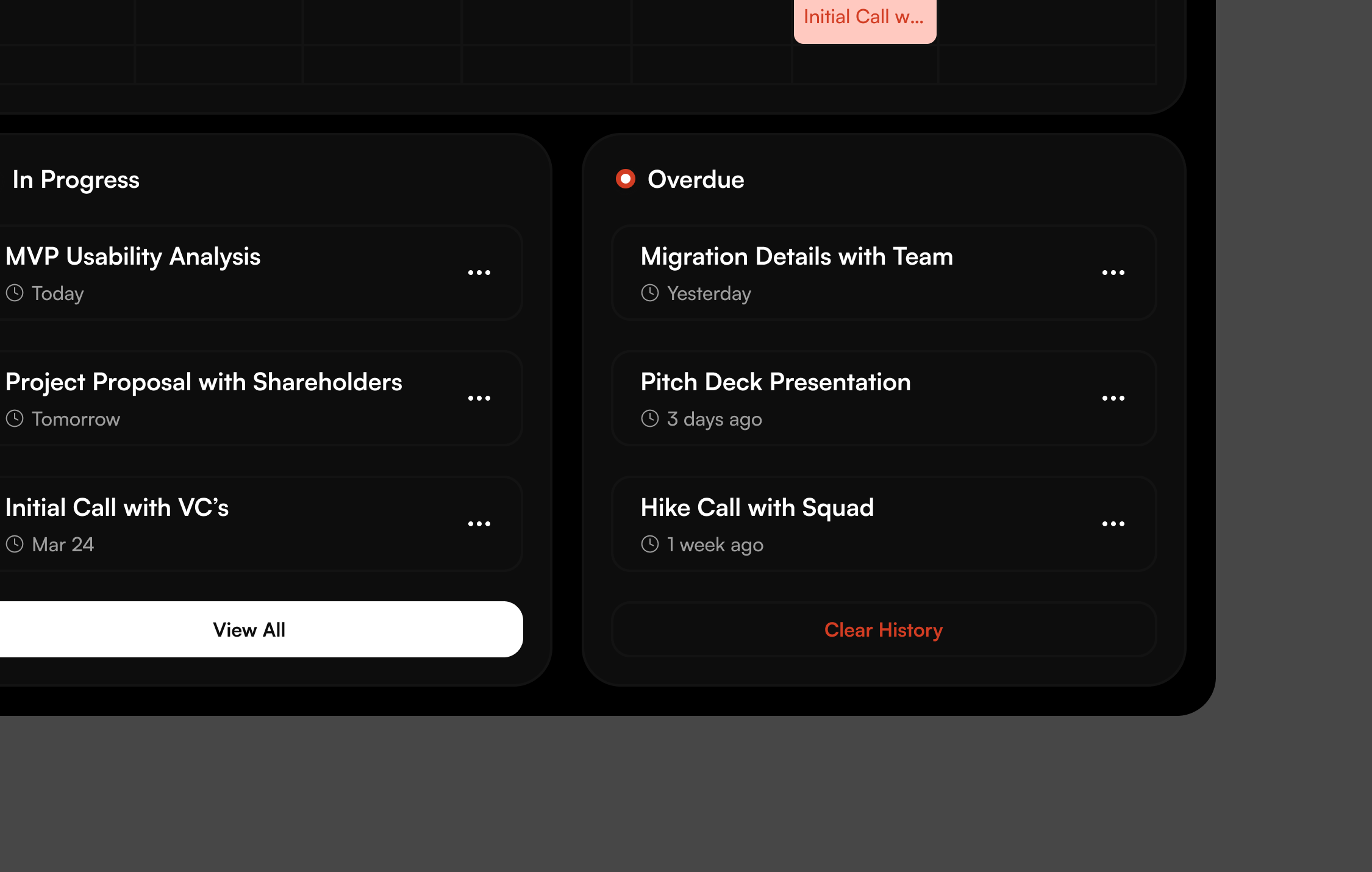 A screen of Bata Terelueli's task management project