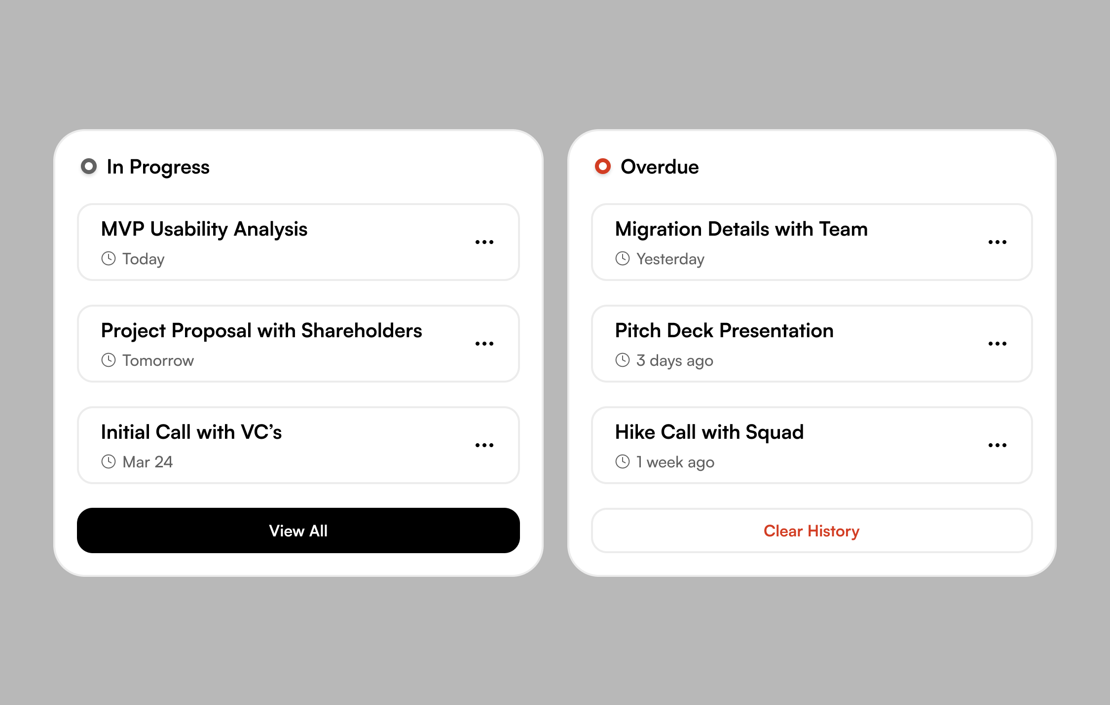 A screen of Bata Terelueli's task management project