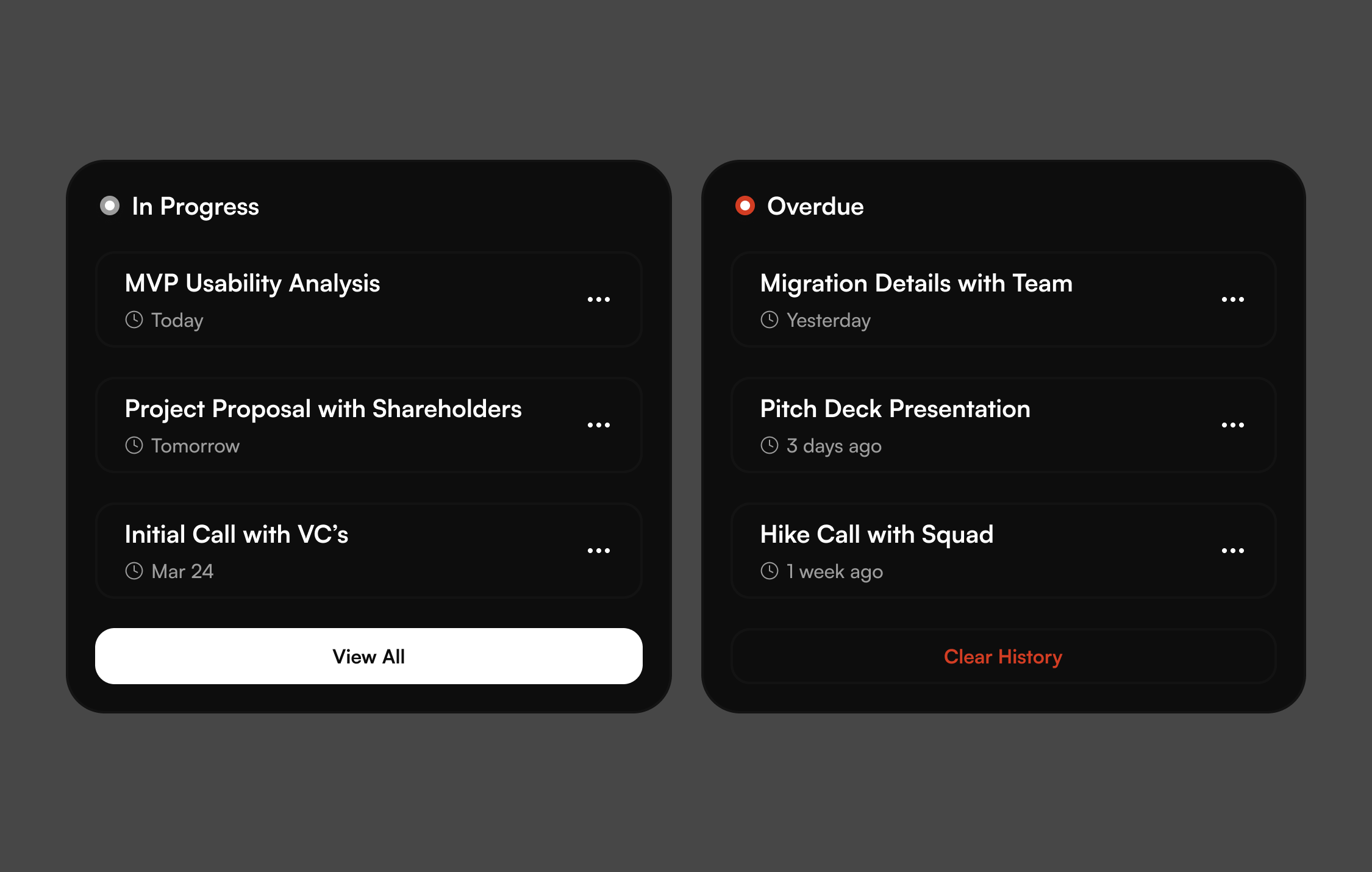 A screen of Bata Terelueli's task management project
